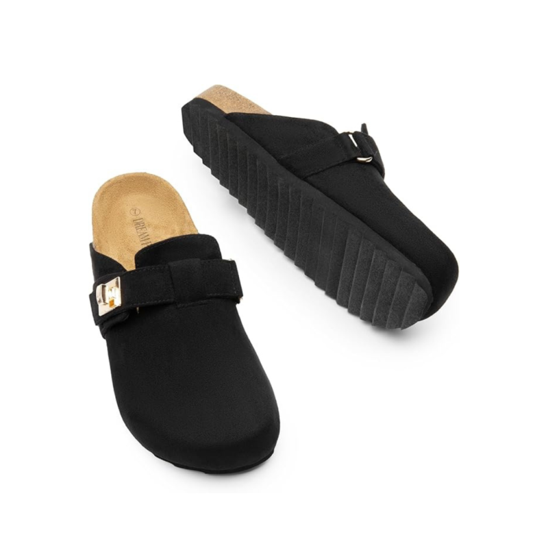 Mules Confort Dream Pairs™ avec Semelle en Liège et Soutien de la Voûte Plantaire | Noir – Image 4
