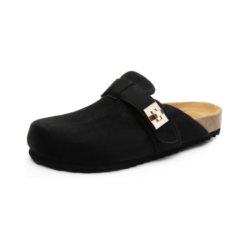 Mules Confort Dream Pairs™ avec Semelle en Liège et Soutien de la Voûte Plantaire | Noir